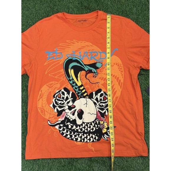 Ed Hardy Rose Cobra T-Shirt Large Tee Orange Blue Lettering NWT Graphic‎ Shirt - Picture 4 of 13